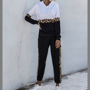 Black leopard hoodie & joggers